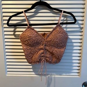 Pink lace crop top